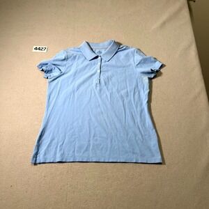 St. John's Bay Polo Shirt Womens‎ Large Blue Cotton Stretch Classic Golf Tennis